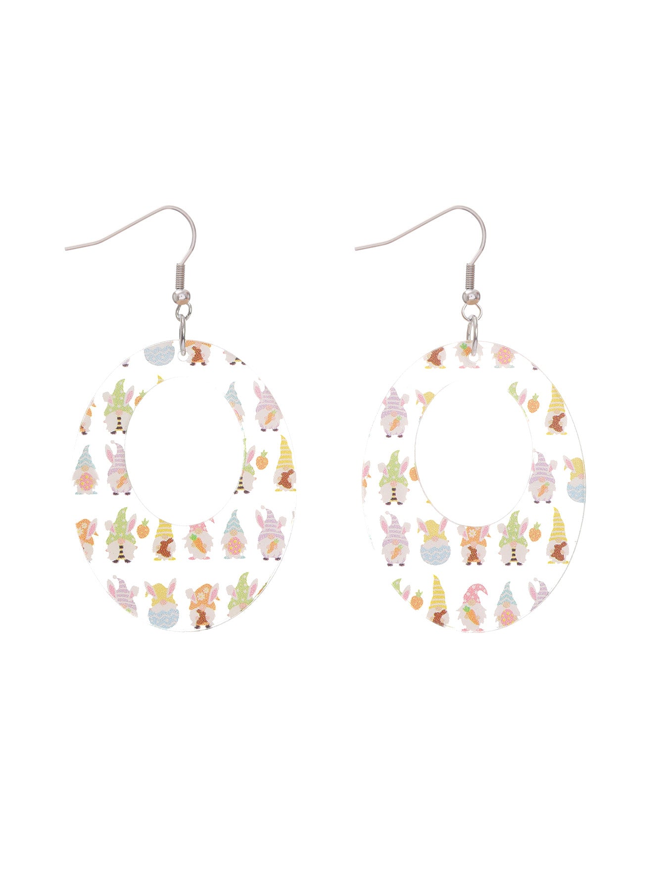 Wholesale Easter Acrylic Print Bunny Stripes Love Heart Fashion Contrast Color Personality Earrings